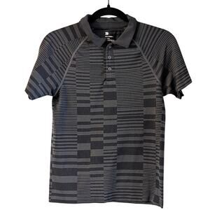 All In Motion Performance Golf Polo Youth Large Black Gray Athletic Shirt